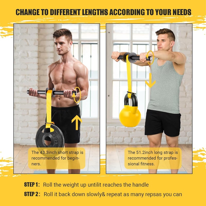 AJKPL Forearm Strengthener and Wrist Roller, 43.3 in Or 51.2 in Ultra-Strong Nylon Webbing Wrist & Forearm Blaster with Quick Locking Mechanism, Durable Anti-Slip Grip Handles for Forearm Strength Training - Image 3